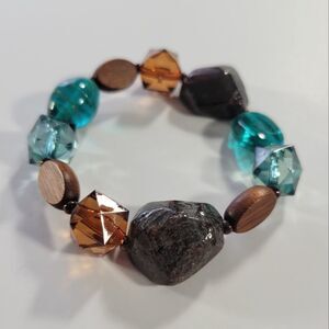 NWT 2/$45 Red Brown Blue Stretch Bracelet